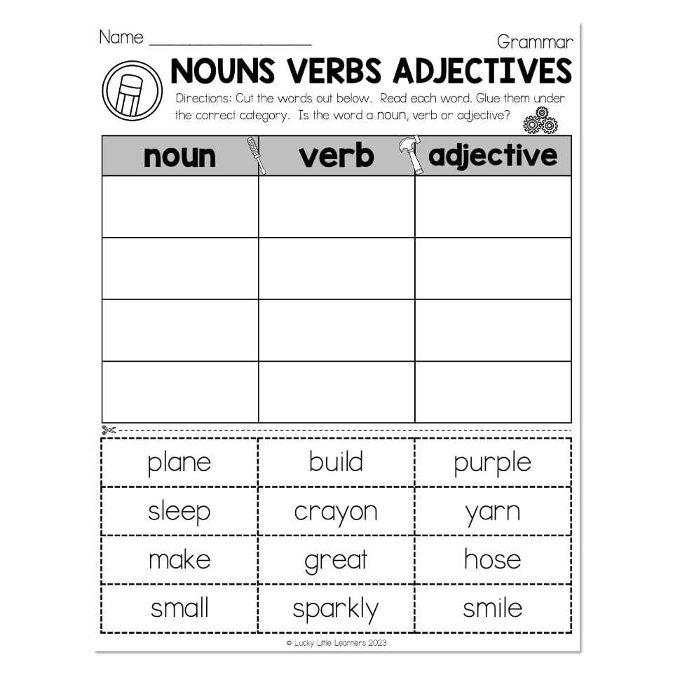 Free Nouns Verbs Adjectives Worksheet Download Free Nouns Verbs Adjectives Worksheet Png Images Free Worksheets On Clipart Library