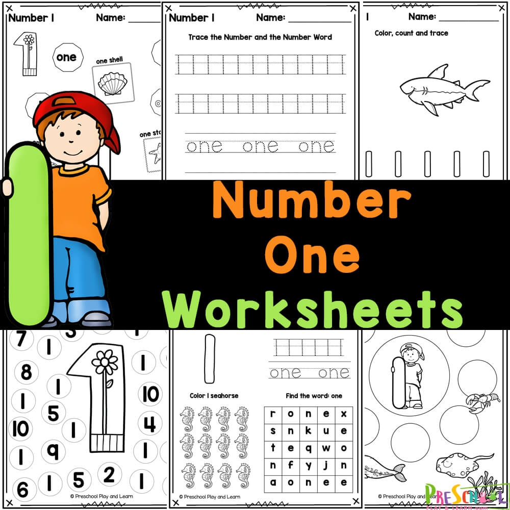 FREE Number 1 Worksheets For Preschool Tracing U0026 Counting Exercises
