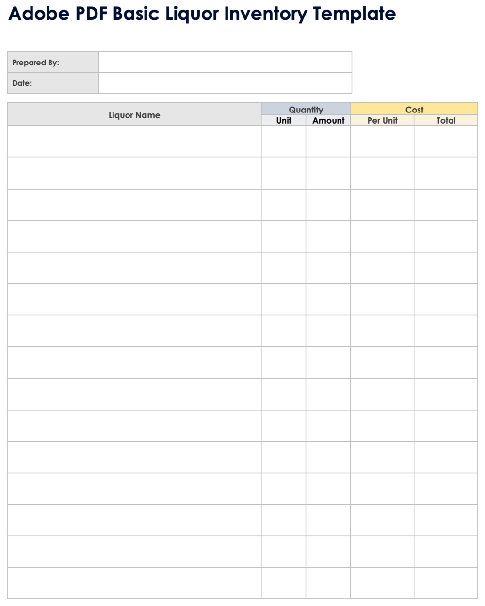 Janitor Product Inventory Worksheet Free Printable
