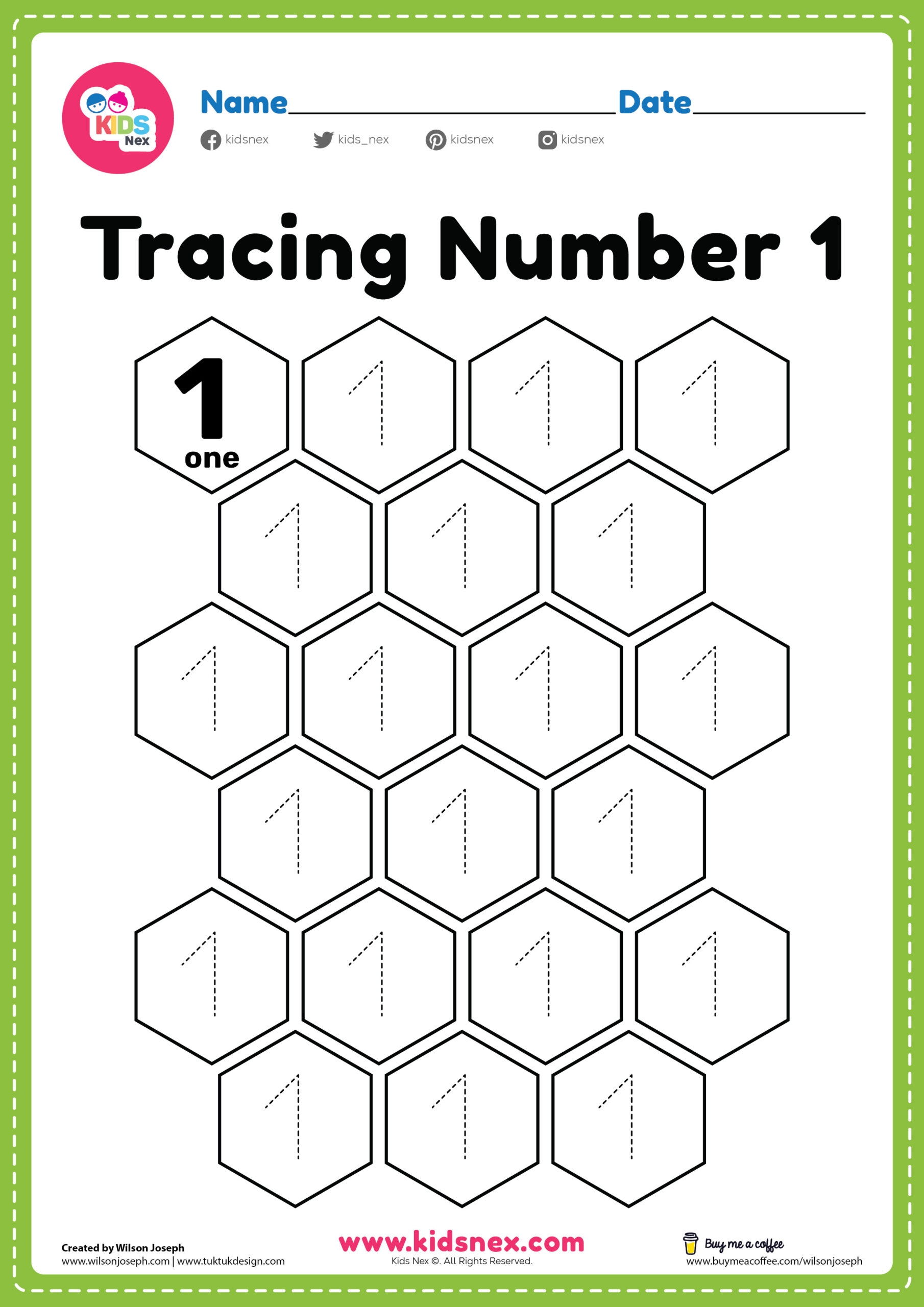 Free Printable Number 1 Worksheets