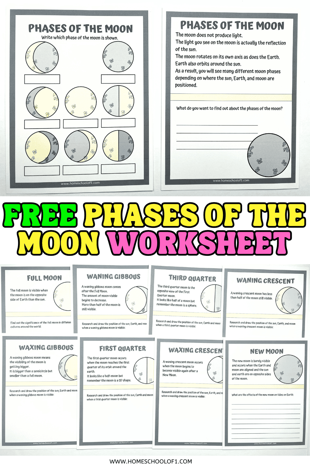 Printable Moon Phase Worksheets Printable Moon Phase Worksheets
