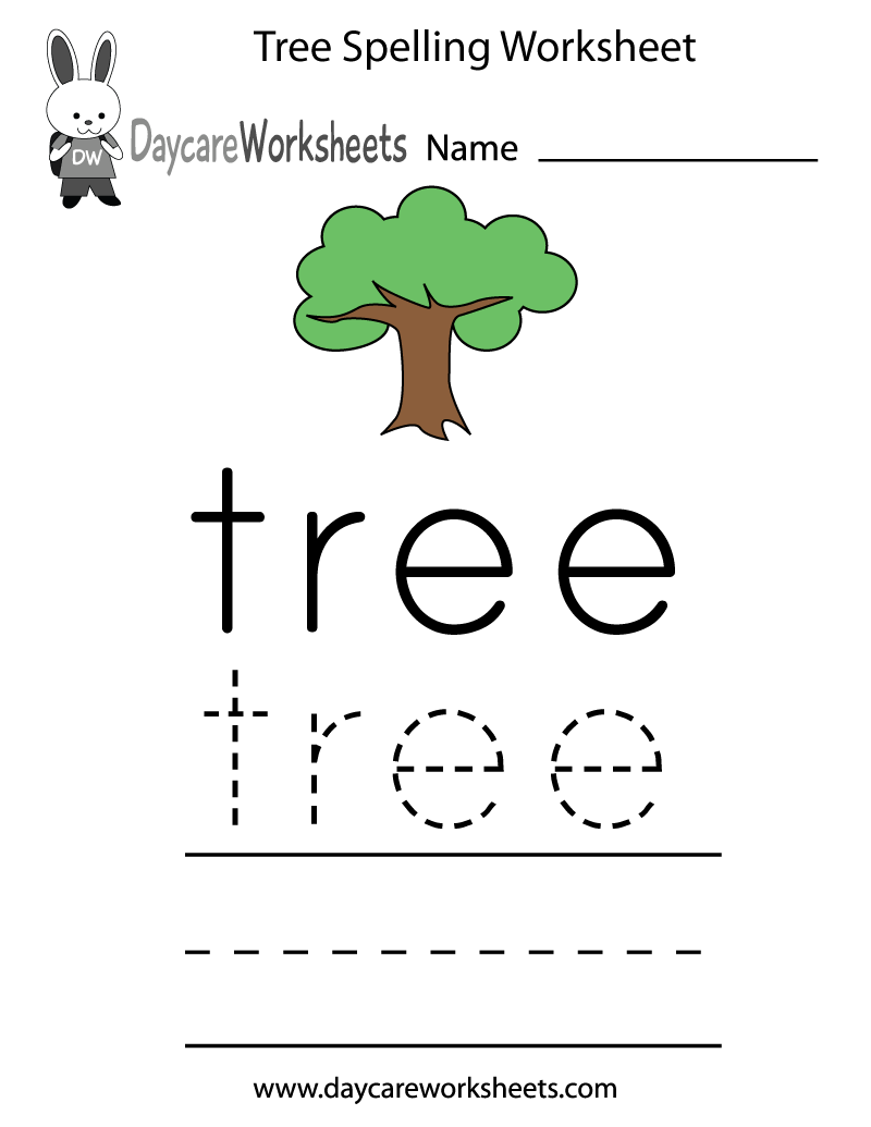 Free Preschool Tree Spelling Worksheet Free Preschool Tree Spelling Worksheet