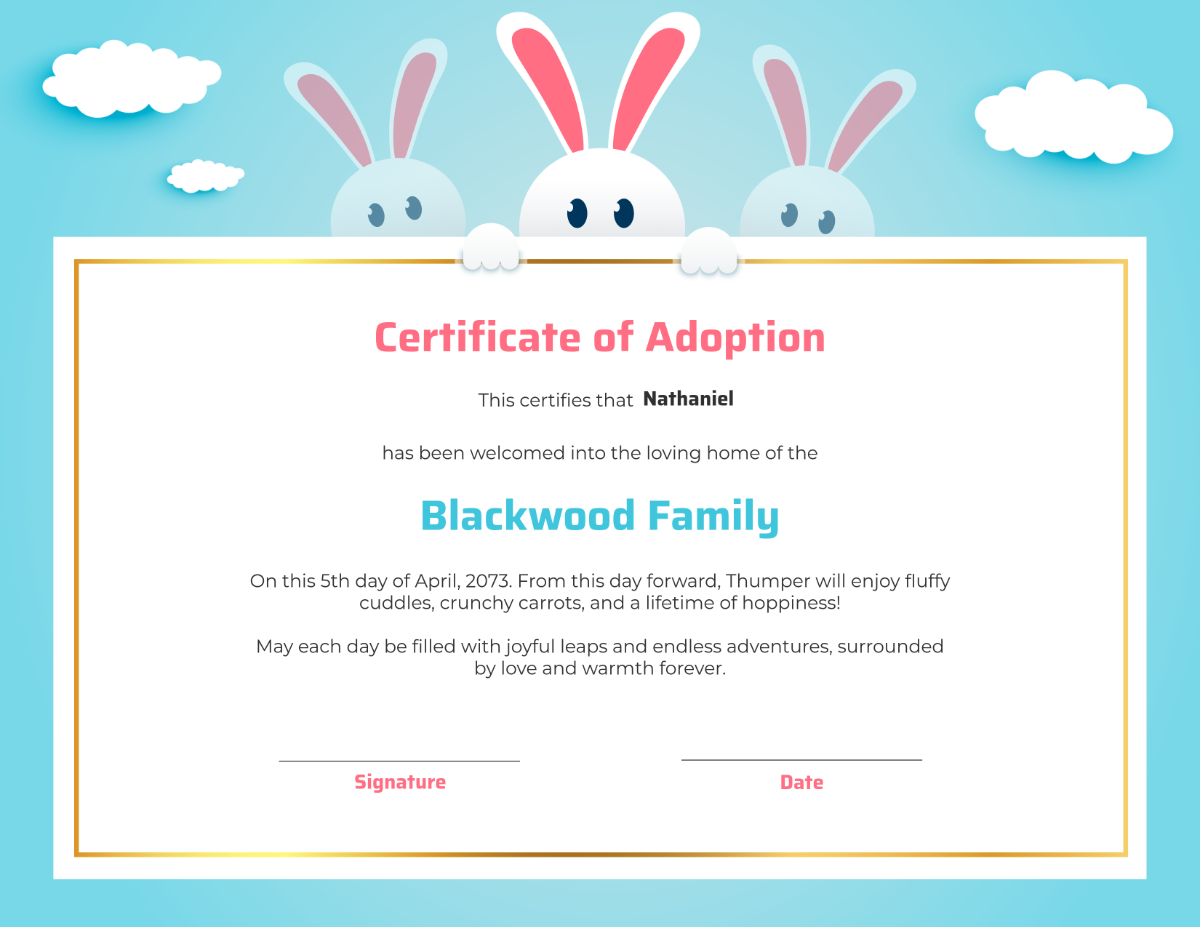 Free Printable Adoption Certificate Templates To Customize Online