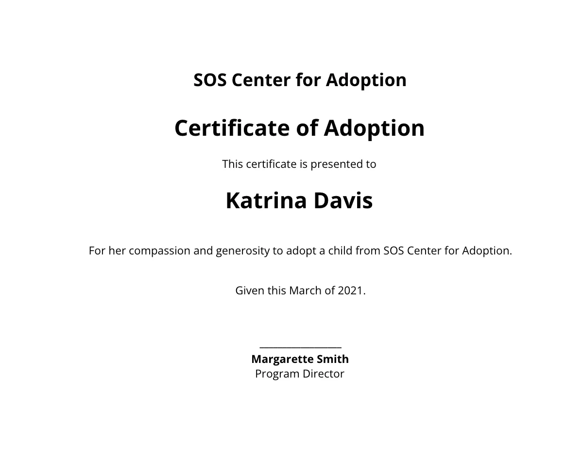Free Printable Adoption Certificate Templates To Customize Online