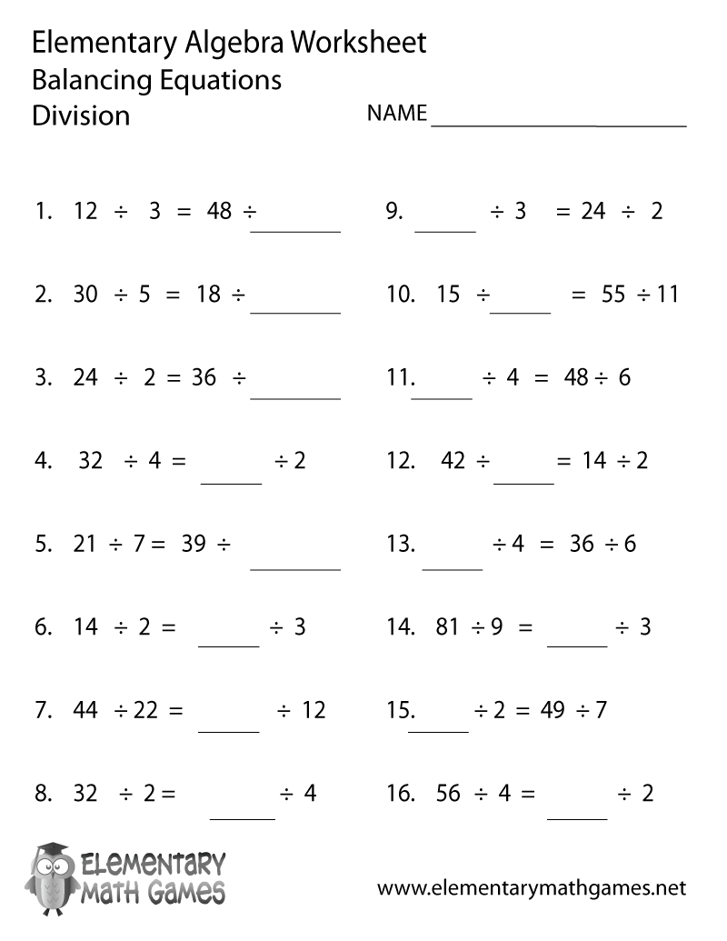 Free Printable Algebra Division Worksheet Free Printable Algebra Division Worksheet