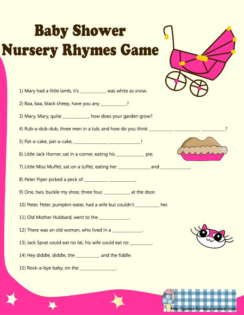 Free Printable Nursery Rhyme Worksheets