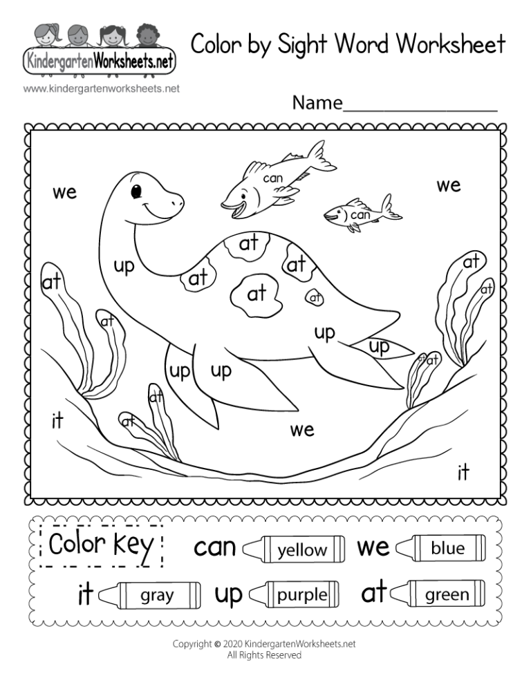 Free Printable Color By Sight Word Worksheet