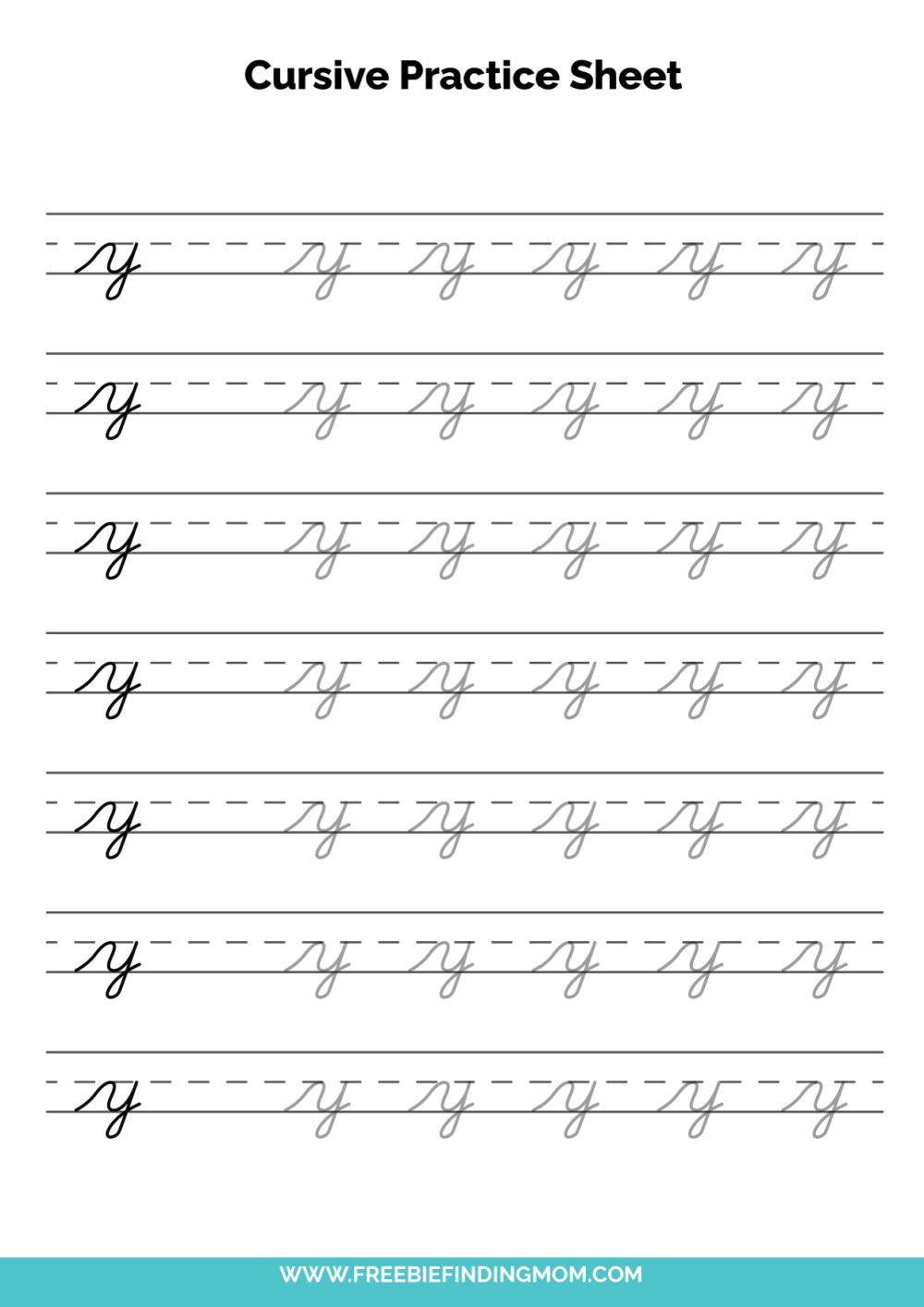 Free Printable Cursive Alphabet Practice Sheets Lowercase Y Free Printable Cursive Alphabet Practice Sheets Lowercase Y