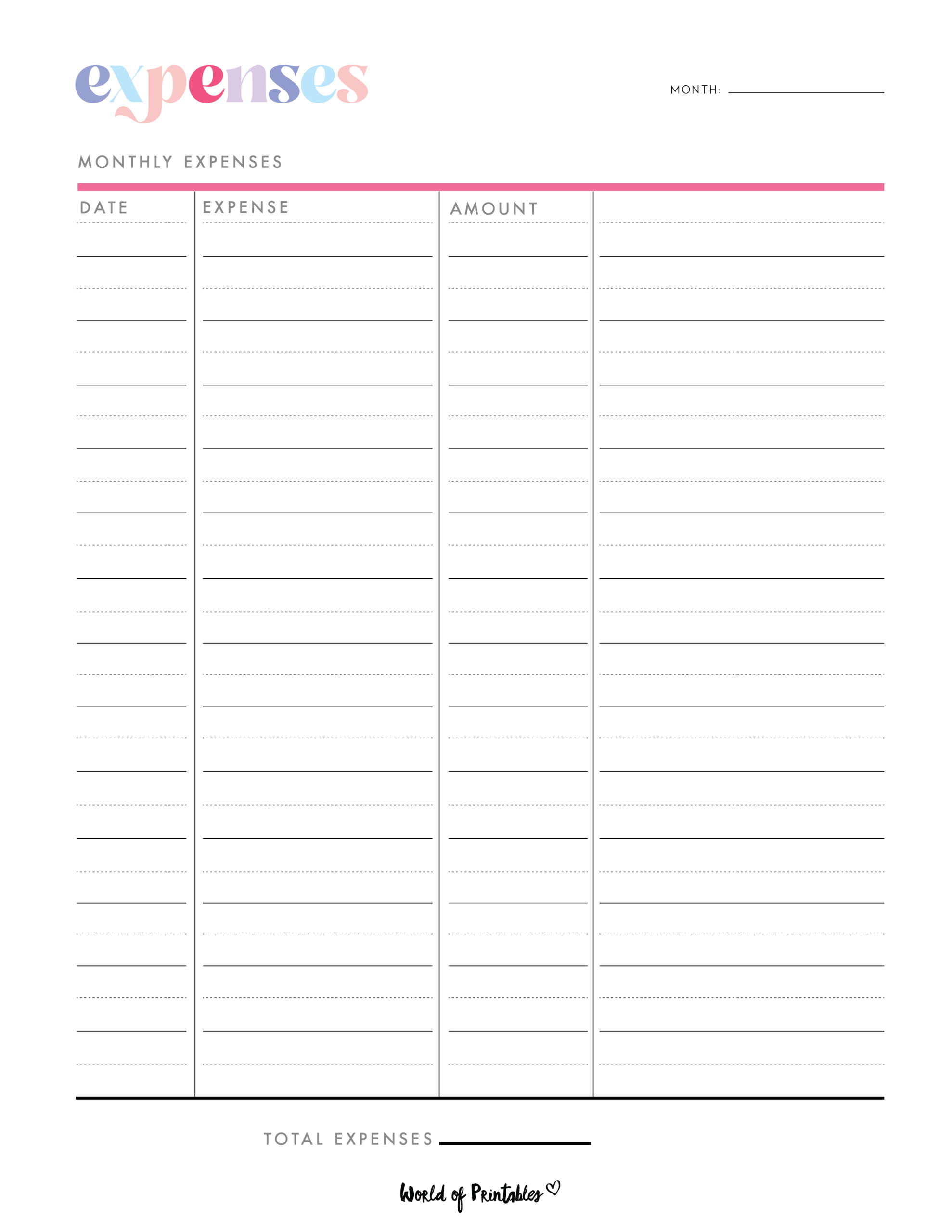 Free Printable Expense Tracker Templates In PDF PNG And JPG Worksheets Library