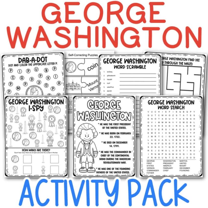 Free Printable George Washington Activity Pack 5 Fascinating Facts