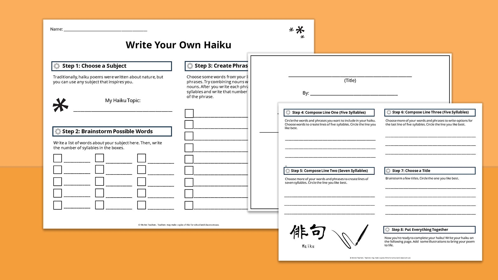 Free Printable Haiku Starter Worksheet For Poetry Lessons Free Printable Haiku Starter Worksheet For Poetry Lessons
