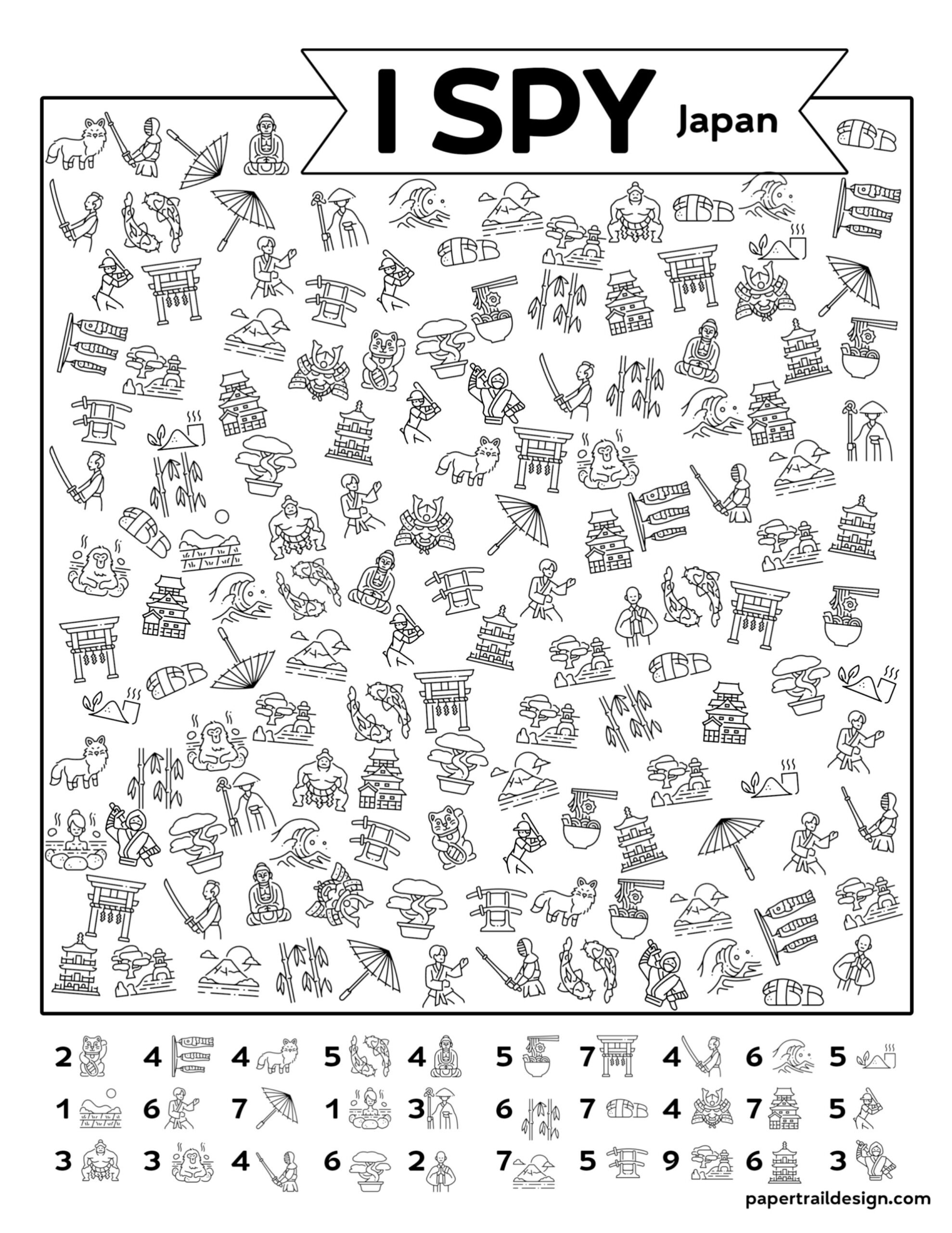 Free Printable I Spy Japan Activity Paper Trail Design Free Printable I Spy Japan Activity Paper Trail Design