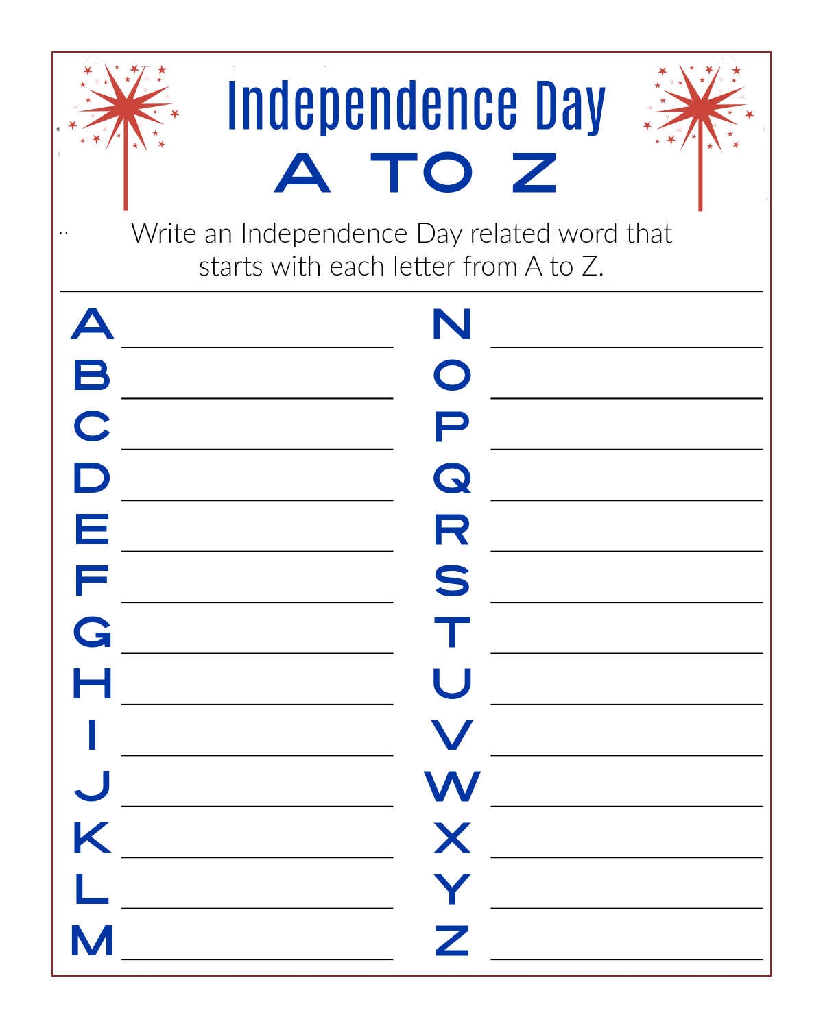 Free Printable Independence Day Word Activity Mama Likes This