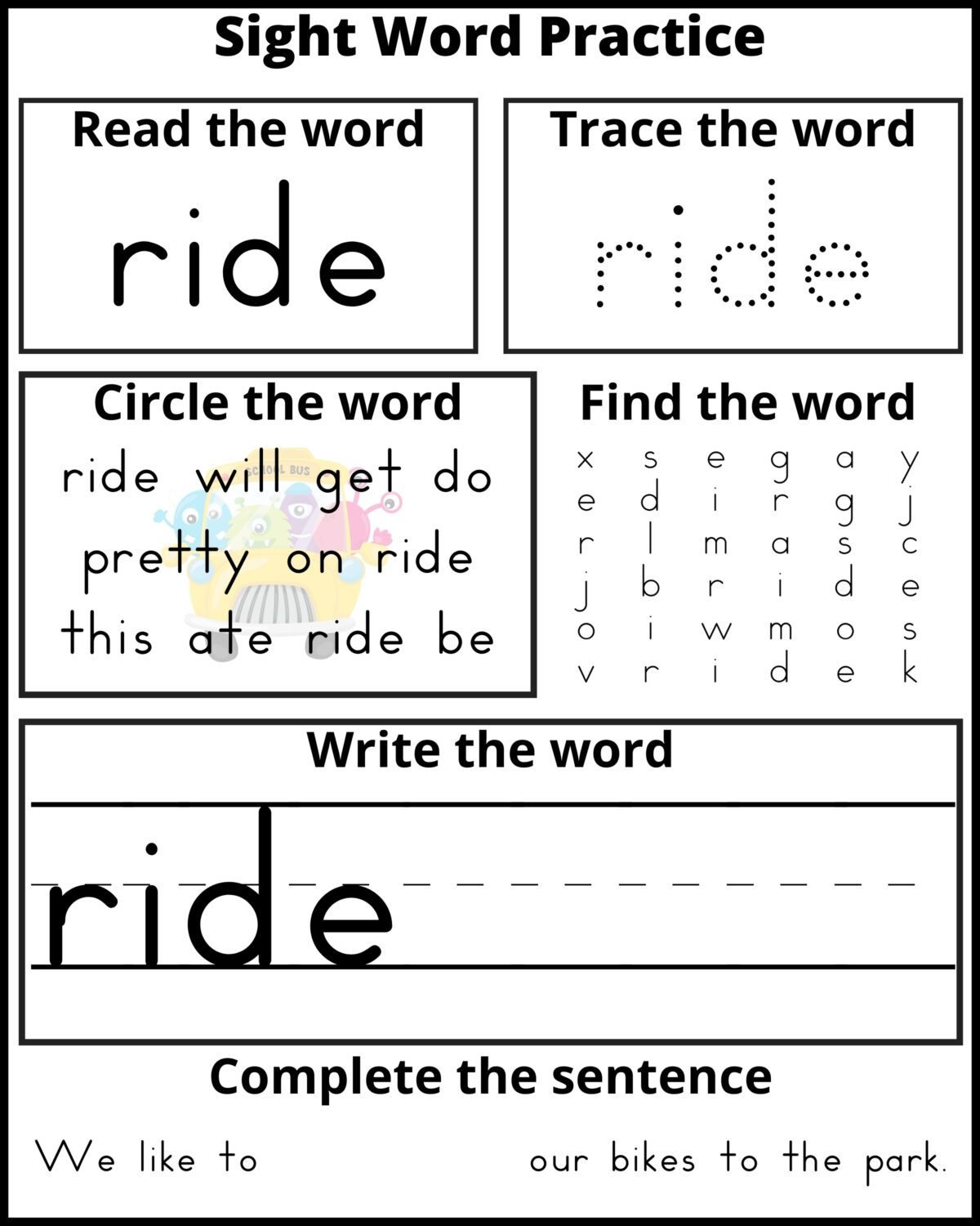 Of Sight Word Worksheets For Kindergarten