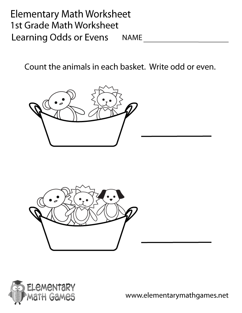 Free Printable Learning Odds Or Evens Worksheet For First Grade