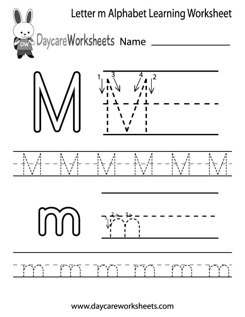 Free Printable Letter M Alphabet Learning Worksheet For Preschool