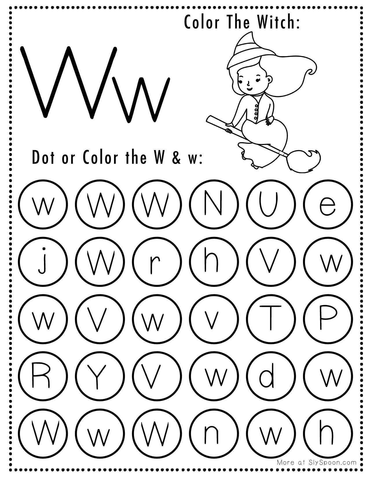 Free Printable Letter W Worksheets Sly Spoon
