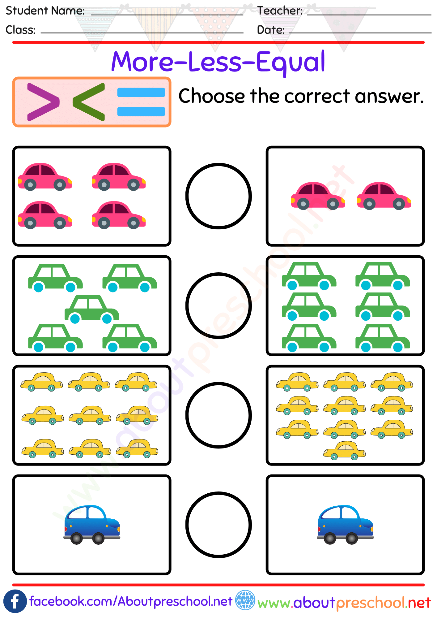 Free Printable More Or Less Worksheets For Kindergarten Archives About Preschool
