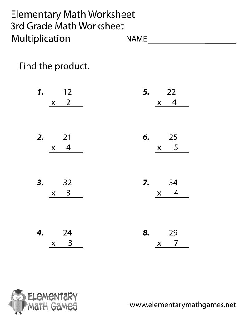 Multiplication Worksheets Grade 3 Free Printable