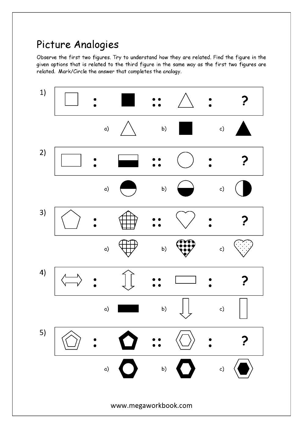 Free Printable Picture Analogy Worksheets Logical Reasoning MegaWorkbook Free Printable Picture Analogy Worksheets Logical Reasoning MegaWorkbook
