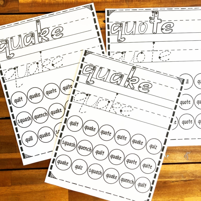 FREE Printable Reading And Writing Qu Words Worksheets