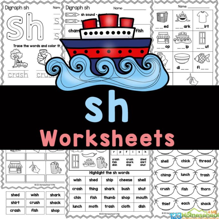 FREE Printable SH Sound Words Digraph Worksheets