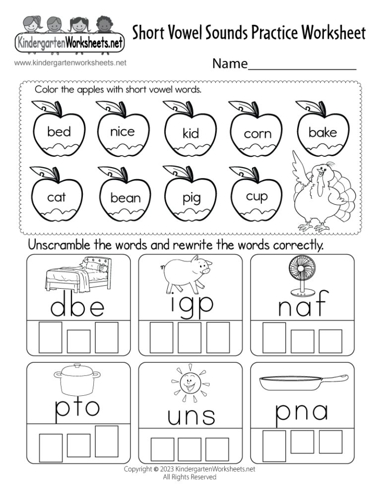 Free Printable Short Vowel Sounds Practice Worksheet