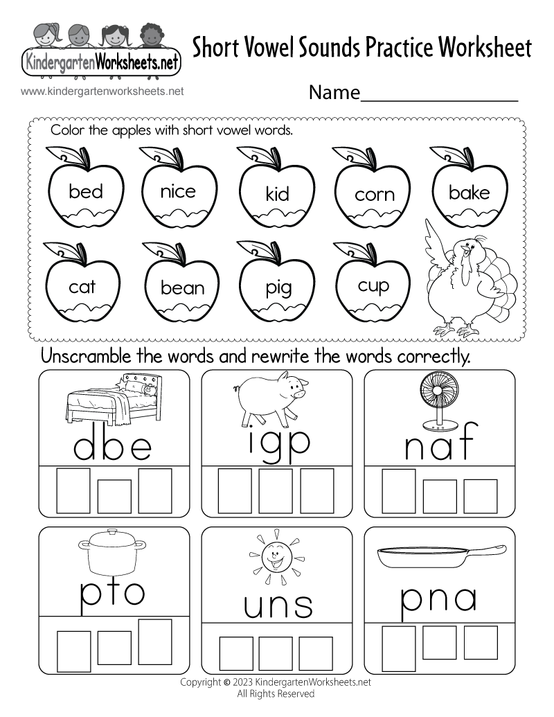 Short Vowel Worksheets Free Printable