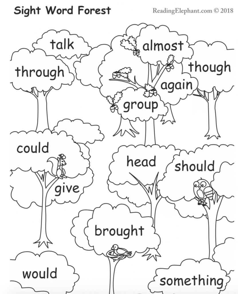 Free Printable Sight Word Worksheets Reading Elephant Free Printable Sight Word Worksheets Reading Elephant