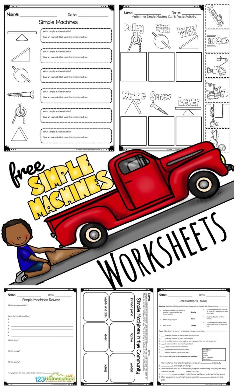 FREE Printable Simple Machines Worksheet Pack For Kids