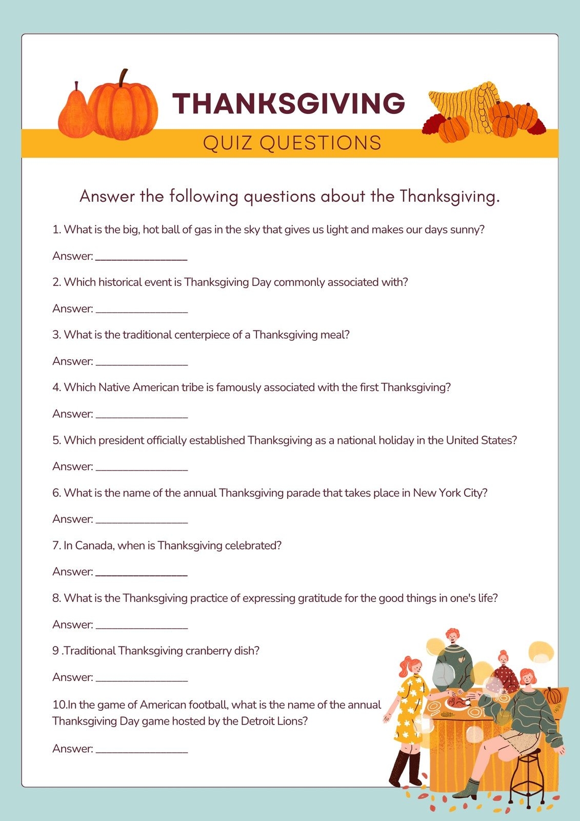 Free Printable Thanksgiving Worksheet Templates Canva Free Printable Thanksgiving Worksheet Templates Canva