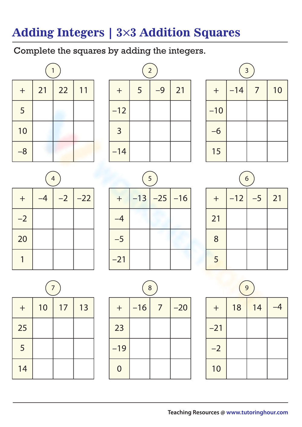 Free Printable U0026 Interactive Adding Integers Worksheets 