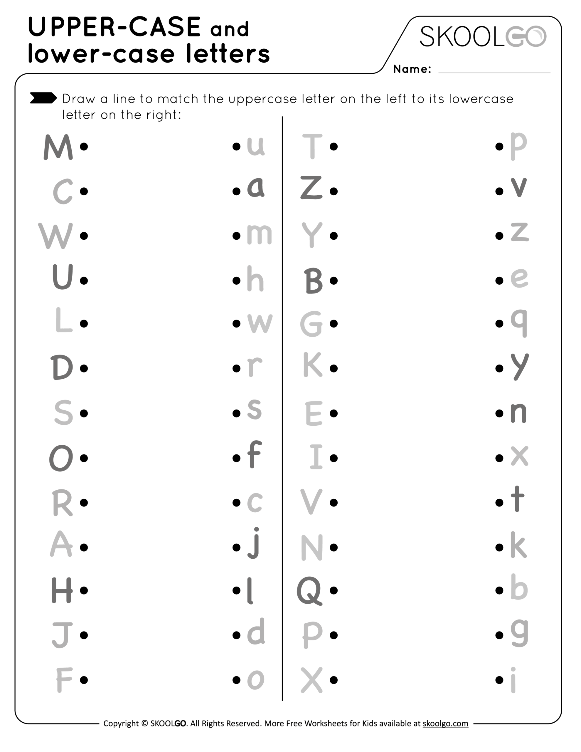 Free Printable Uppercase And Lowercase Letters Printable Design 