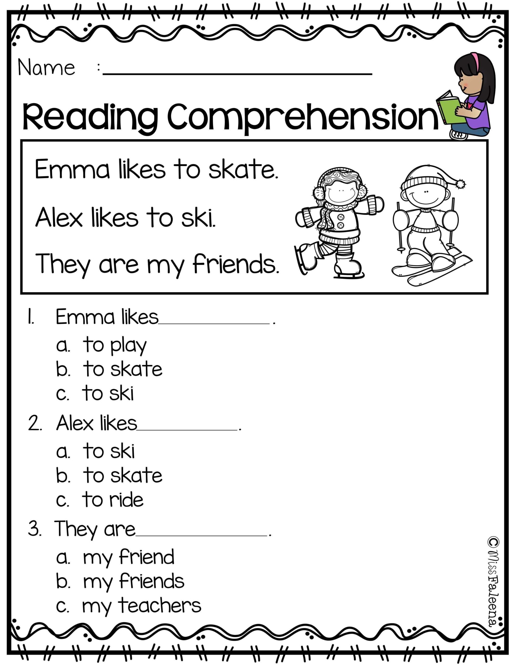 Free Reading Comprehension Passages For Kindergarten And 375 