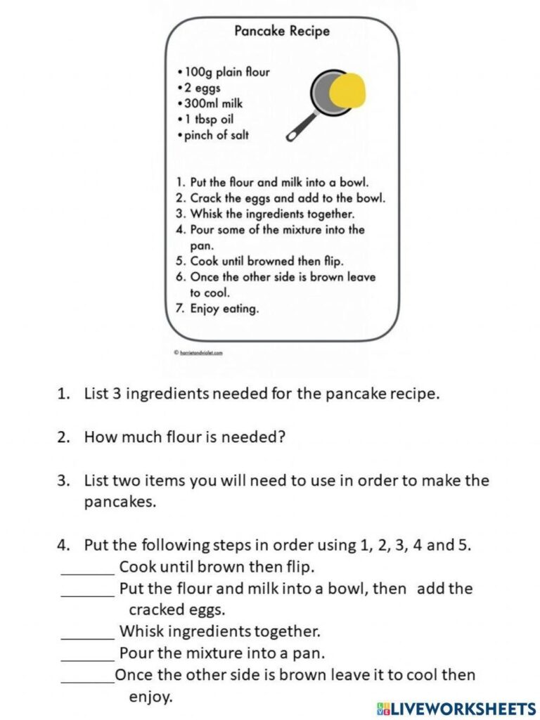 Free Recipe Reading Comprehension Worksheet Download Free Recipe Reading Comprehension Worksheet Png Images Free Worksheets On Clipart Library