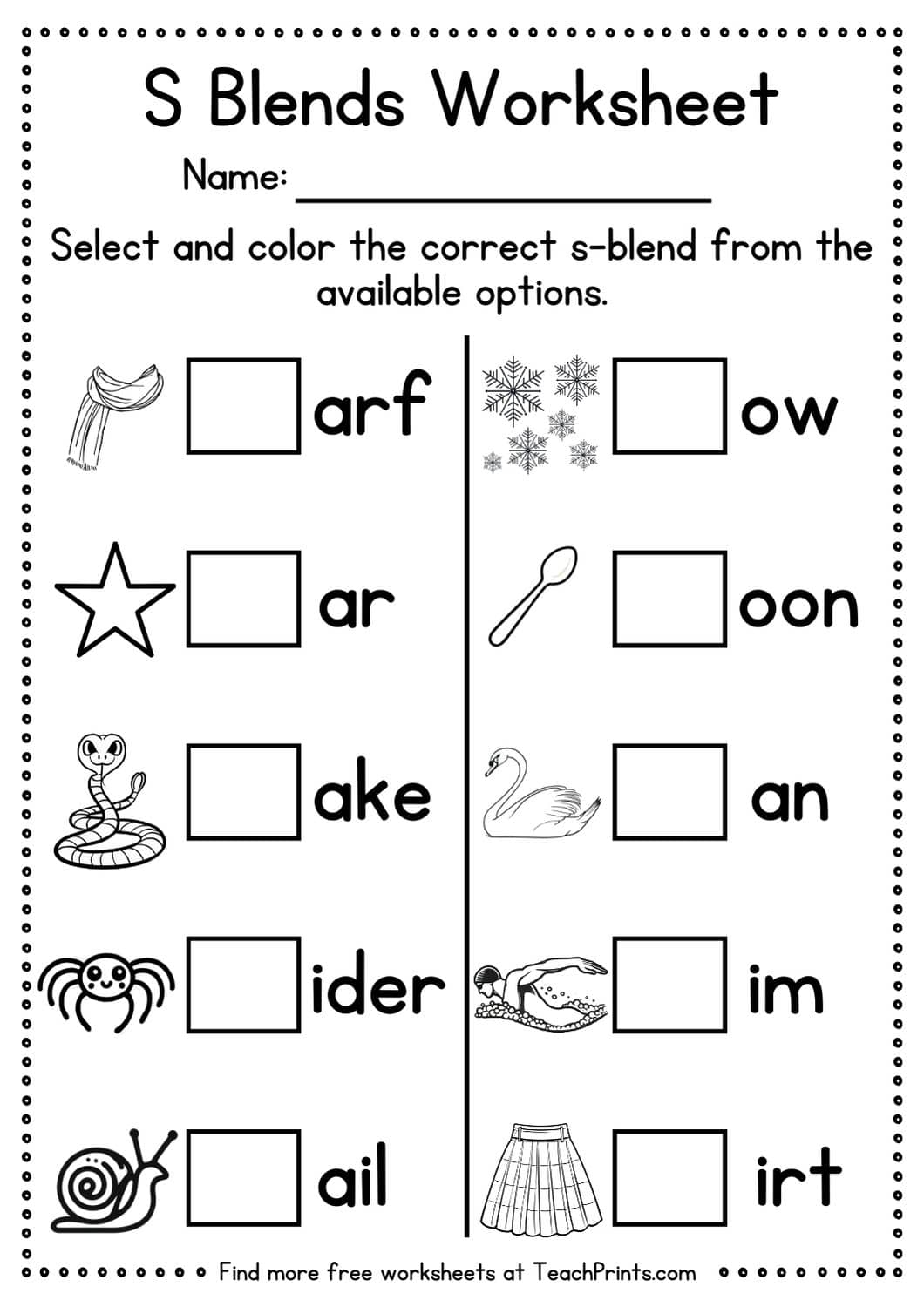 Free S Blend Worksheets Teach Prints Free S Blend Worksheets Teach Prints