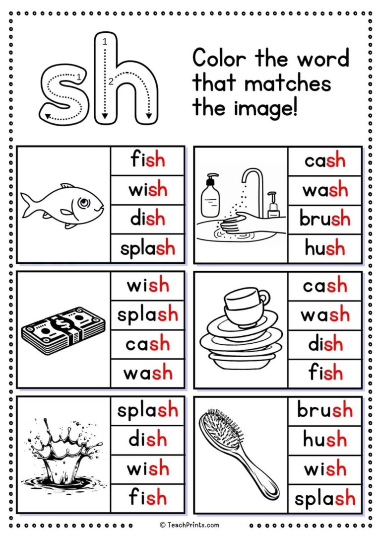 Free Sh Worksheets Teach Prints