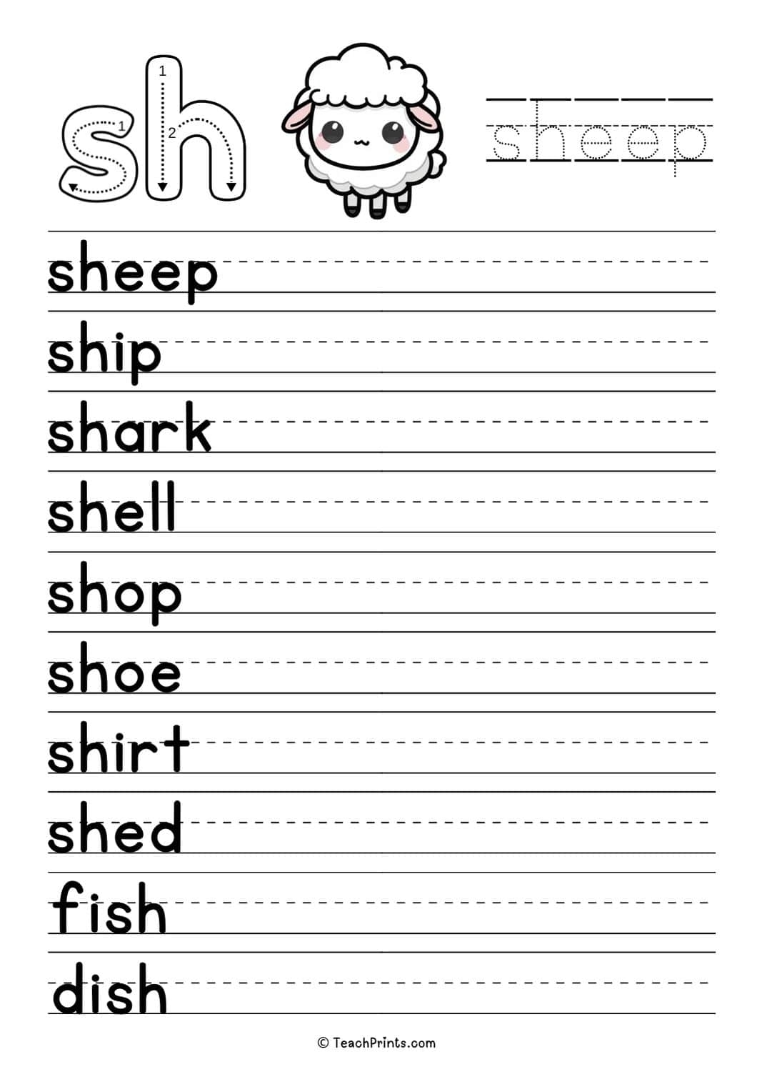 Free Sh Worksheets Teach Prints