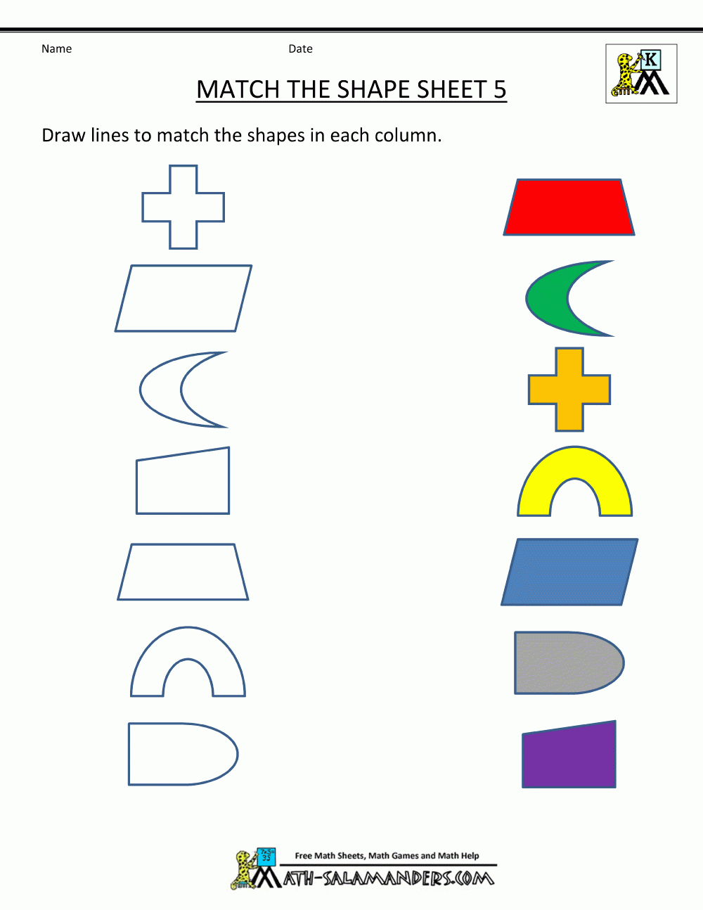 Worksheets For Kindergarten Math Shapes