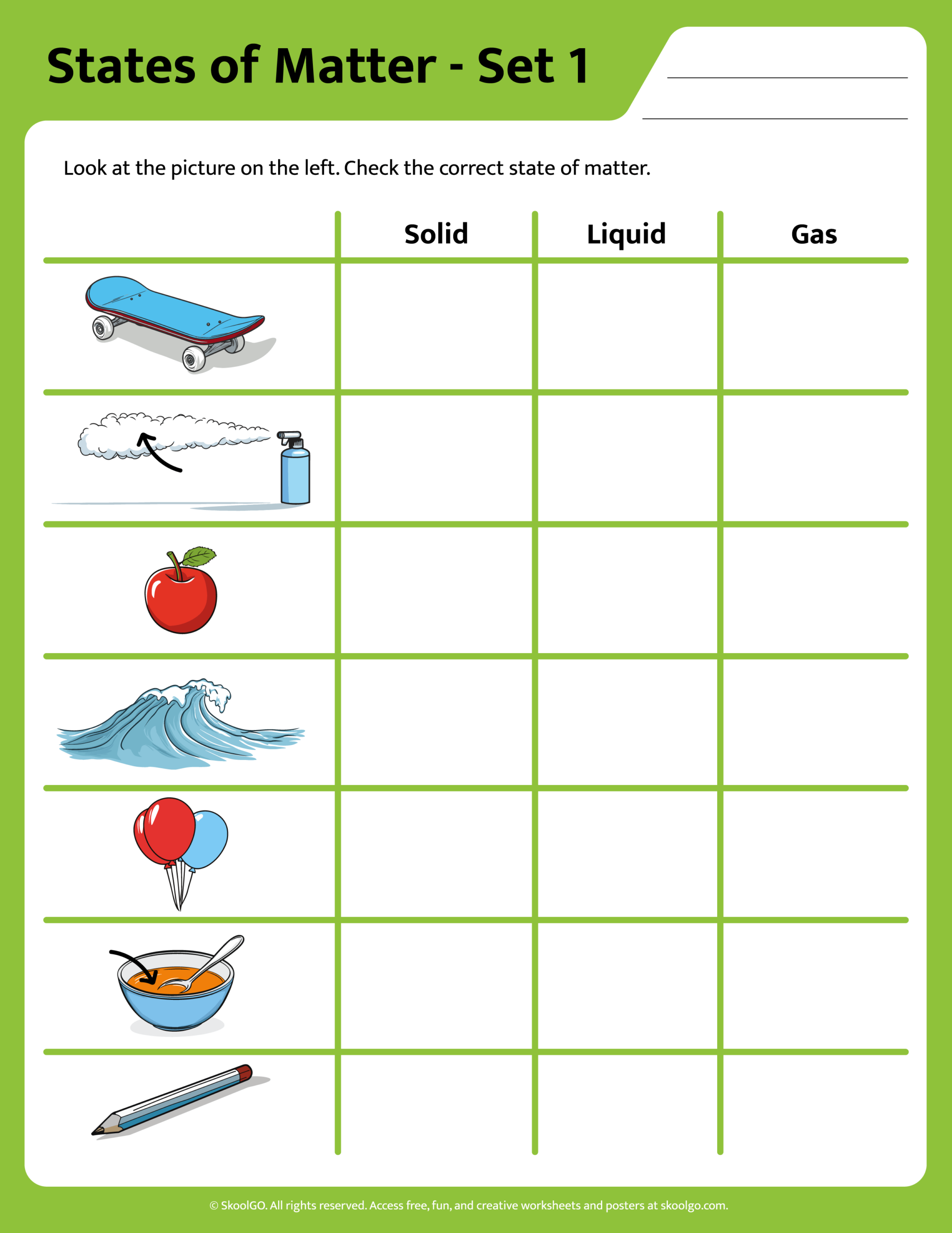 Free Printable Worksheets On Matter
