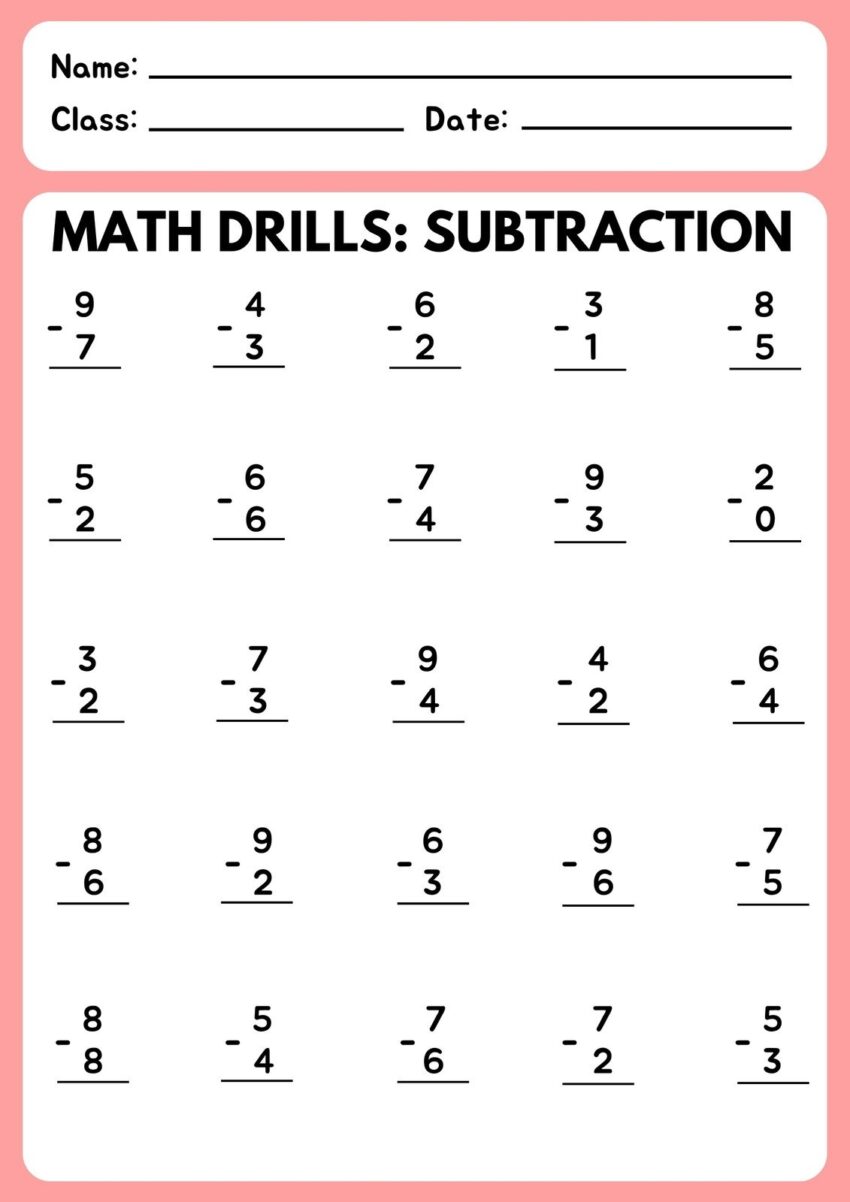 Free Subtraction Worksheet Templates To Edit And Print Canva