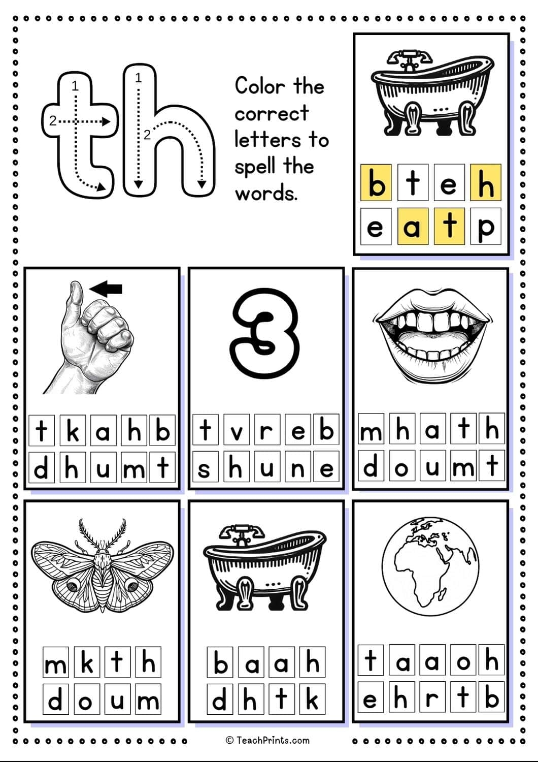 Free Th Worksheets Teach Prints