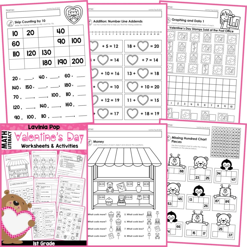 FREE Valentine s Day 1st Grade Worksheets And Activities No Prep