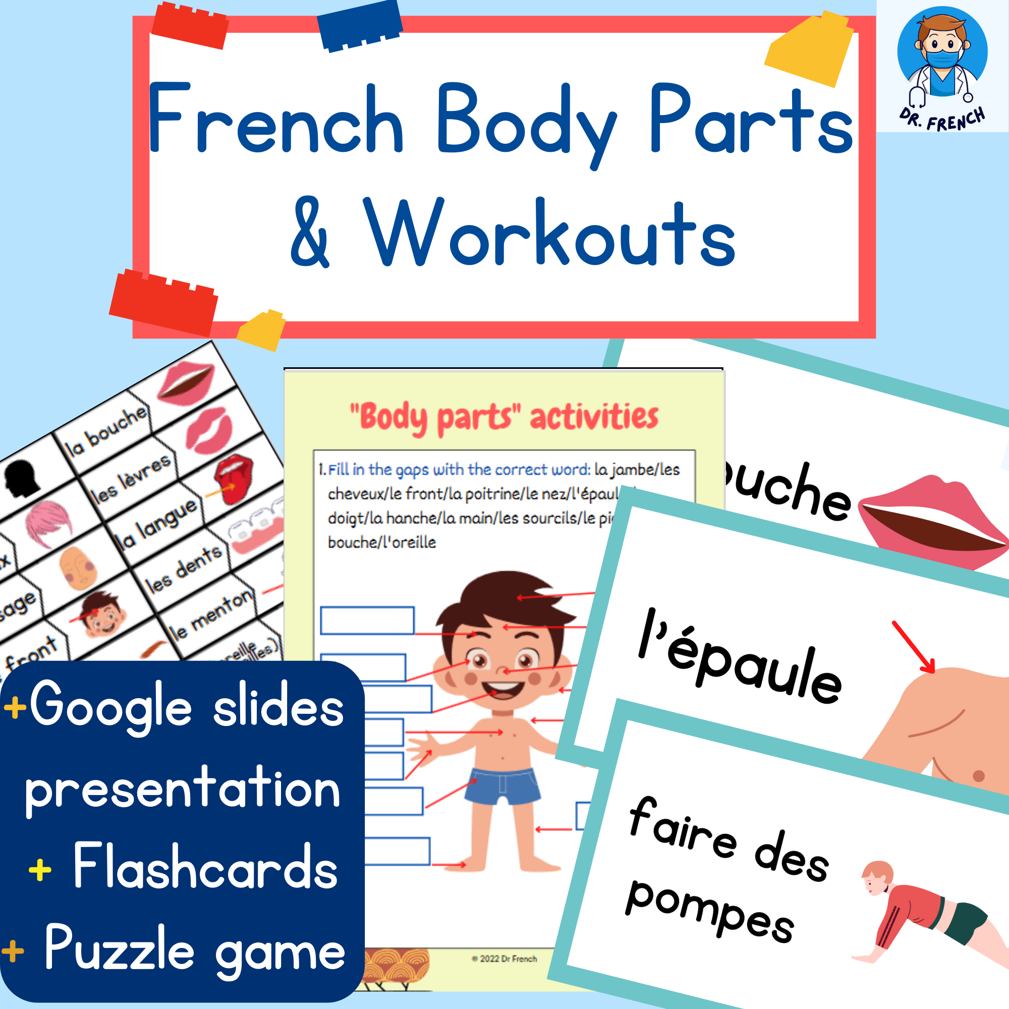 French Body Parts And Workout Vocabulary And Activities Parties Du Corps Made By Teachers