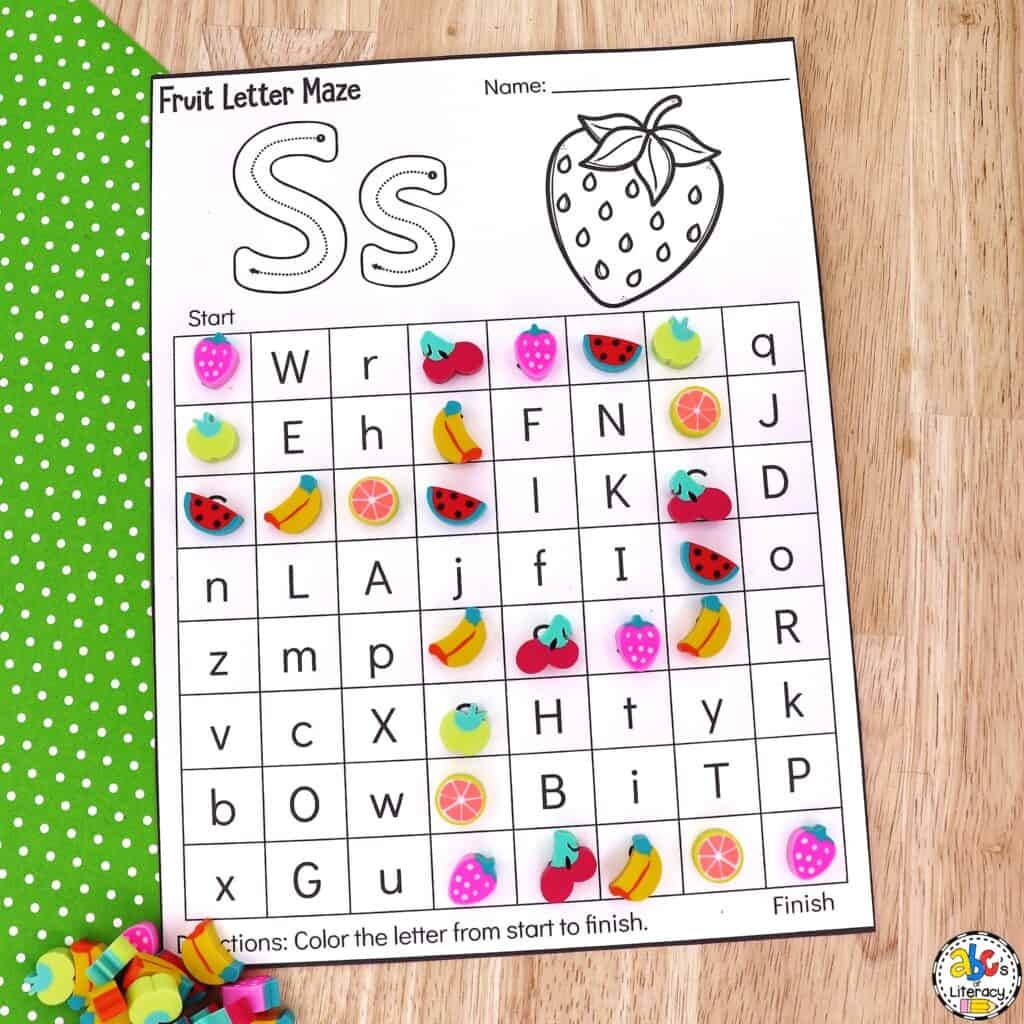 Fruit Letter Maze Worksheets Fruit Letter Maze Worksheets