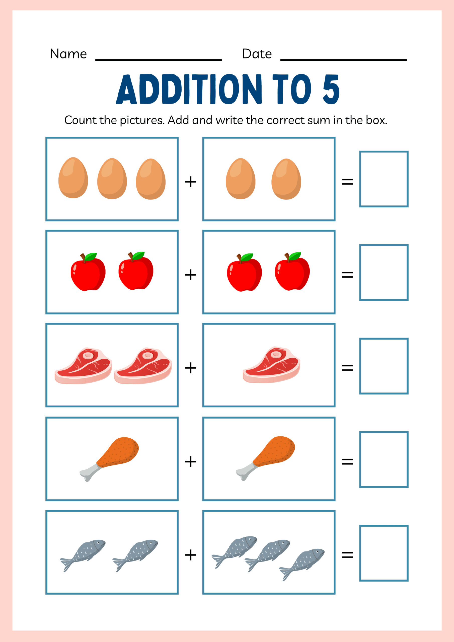 Math For Kindergarten Worksheets Addition