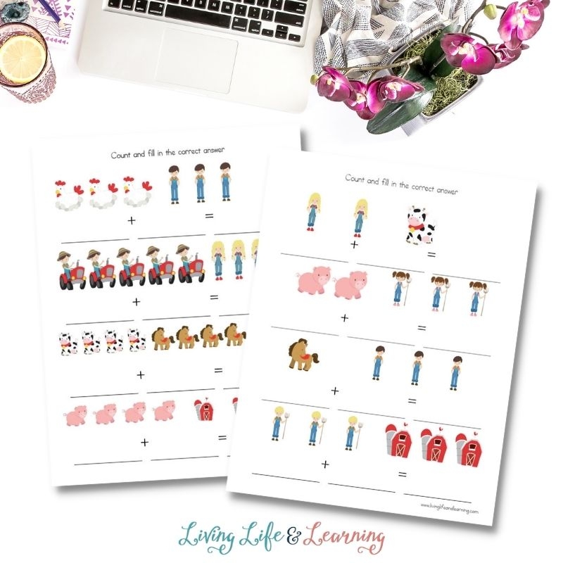 Farm Math Worksheets For Kindergarten