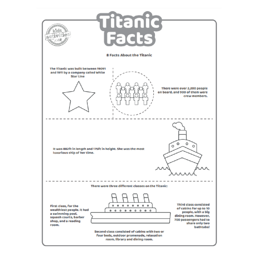 Fun Titanic Facts For Kids To Print And Learn Kids Activities Blog