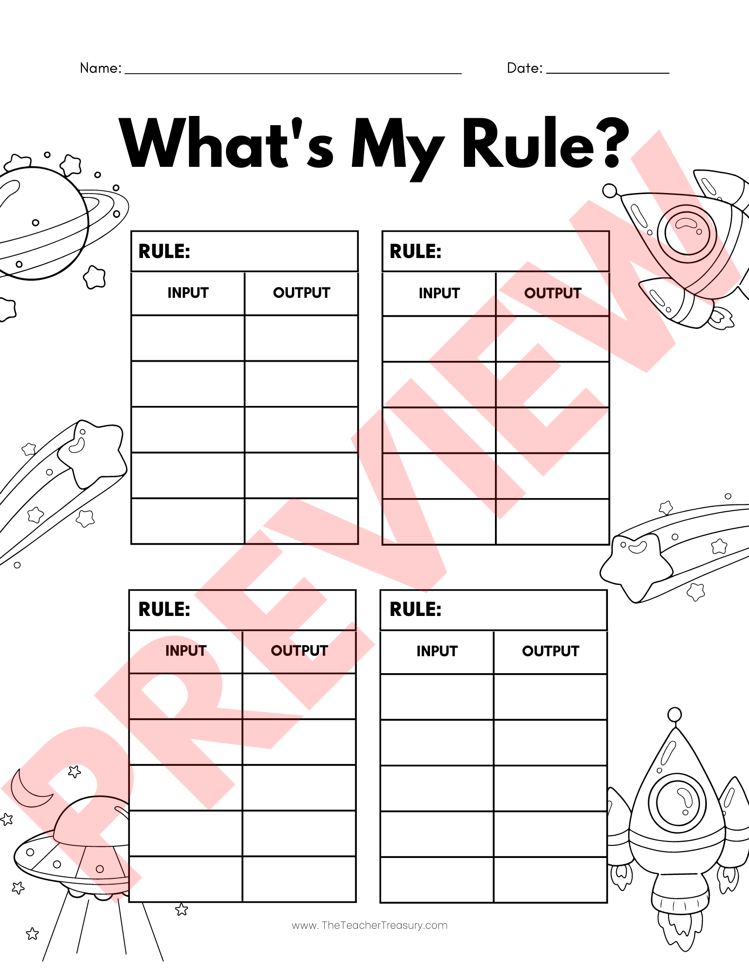 Function Machines What s My Rule Blank Input And Output Tables Space Theme Function Machines What s My Rule Blank Input And Output Tables Space Theme