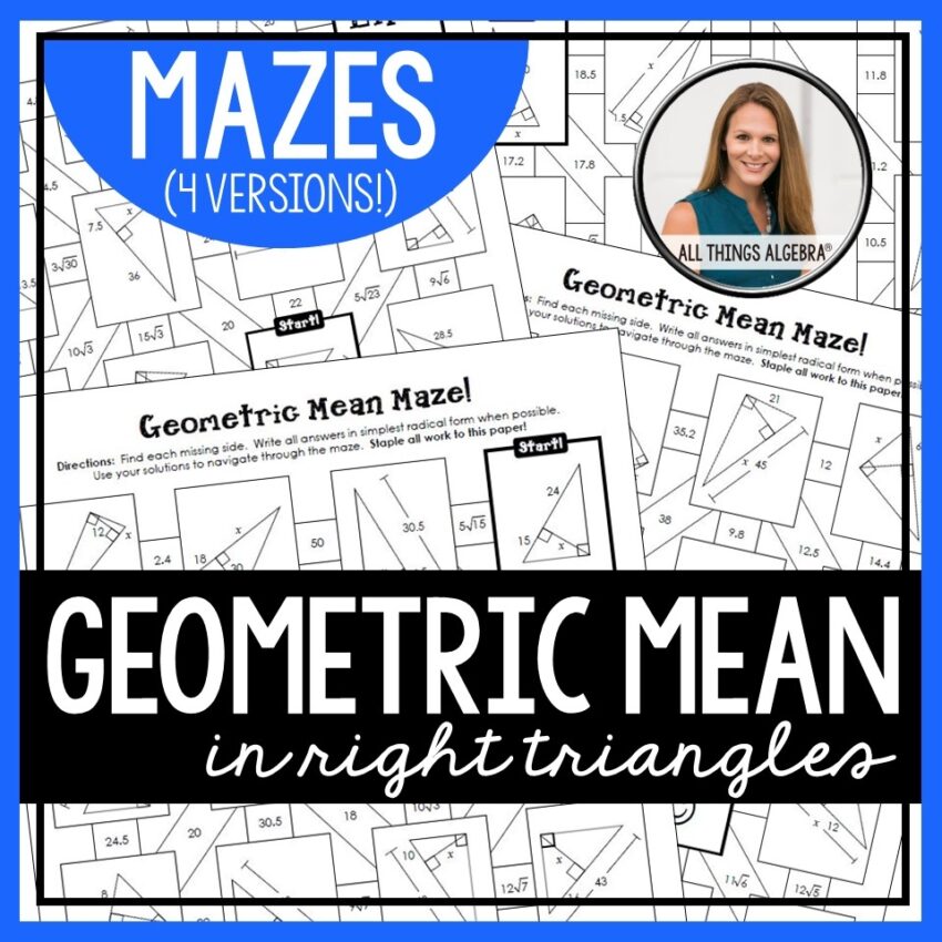 Geometric Mean In Right Triangles Mazes